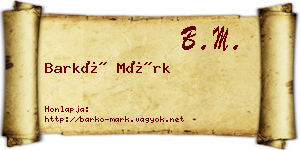 Barkó Márk névjegykártya